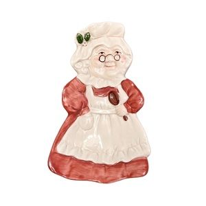 VTG Papel Freelance Mrs Clause Small 6” Ring Dish Christmas Decor Grannycore